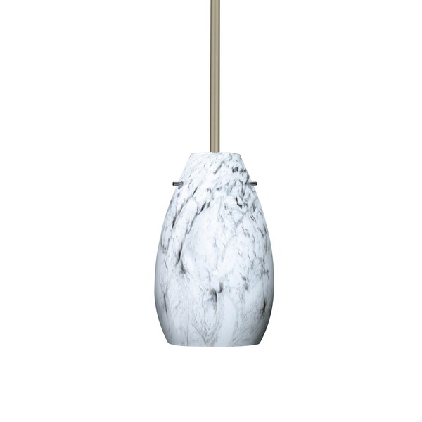 Besa Lighting Pera 9 Stem Pendant, Marble Grigio, Satin Nickel Finish, 1x100W Incandescent 1TT-4126MG-SN - main